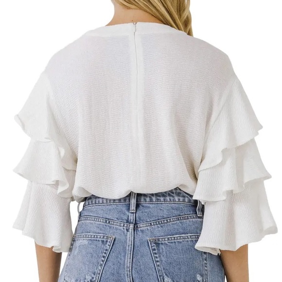 Endless Rose Tiered Ruffle Sleeve - Ivory Blouse - Picture 2 of 5